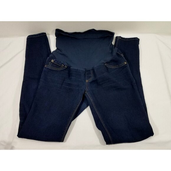 Indigo Blue Womens Blue Skinny Maternity Jeans Stretch Size Small Dark Wash - Picture 1 of 10